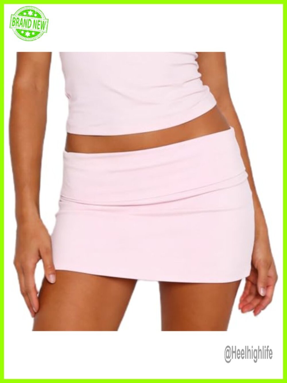 Womens Fold Over Mini Skirt Y2K Low Rise Bodycon Elastic Waist Short Skirt